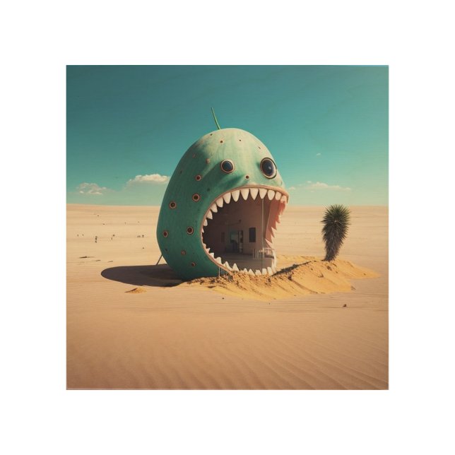 Desert monster house wood wall art (Front)