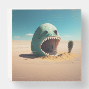 Desert monster house wooden box sign