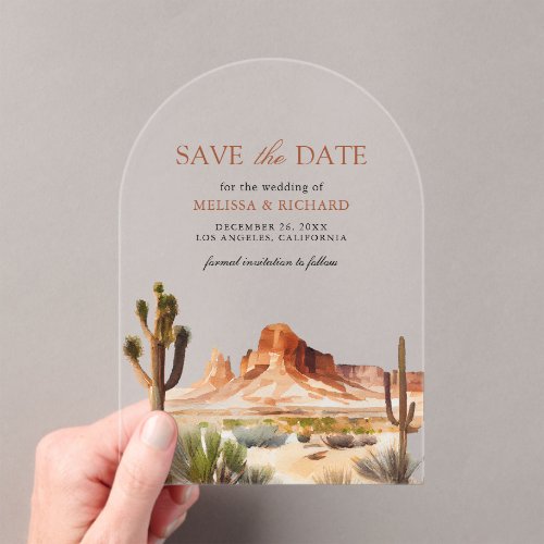 Desert Mountain Cactus Wedding Save the Date