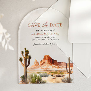 Desert Mountain Cactus Wedding Save the Date