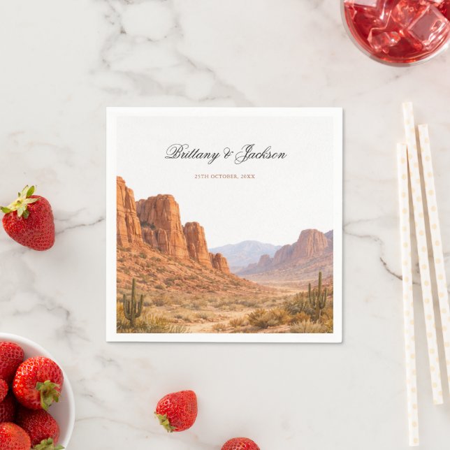 Desert Mountain Landscape Southwestern Wedding Napkins (Insitu)