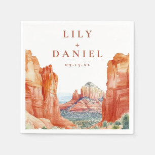 Desert Mountain Watercolor Destination Wedding Napkins