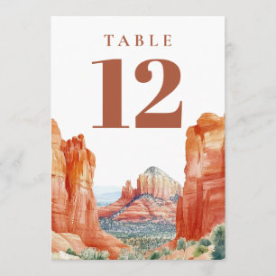 Desert Mountain Watercolor Table Number