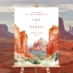 Desert Mountain Watercolor Wedding Welcome Sign