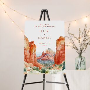 Desert Mountain Watercolor Wedding Welcome Sign
