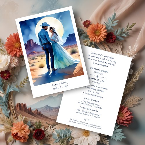 Desert Mountains Colorful landscape Wedding Cowboy Invitation