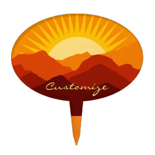 Desert Mountains Sunset Thunder_Cove Cake Topper