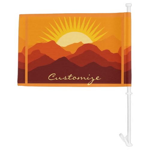 Desert Mountains Sunset Thunder_Cove Car Flag