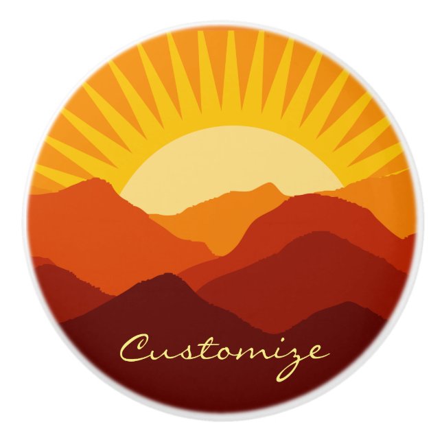 Desert Mountains Sunset Thunder_Cove Ceramic Knob (Front)