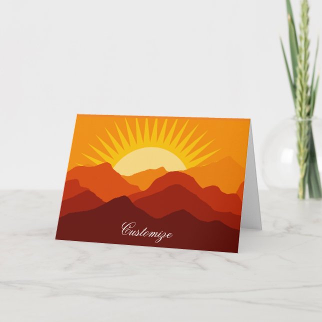 Desert Mountains Sunset Thunder_Cove Holiday Card (Front)