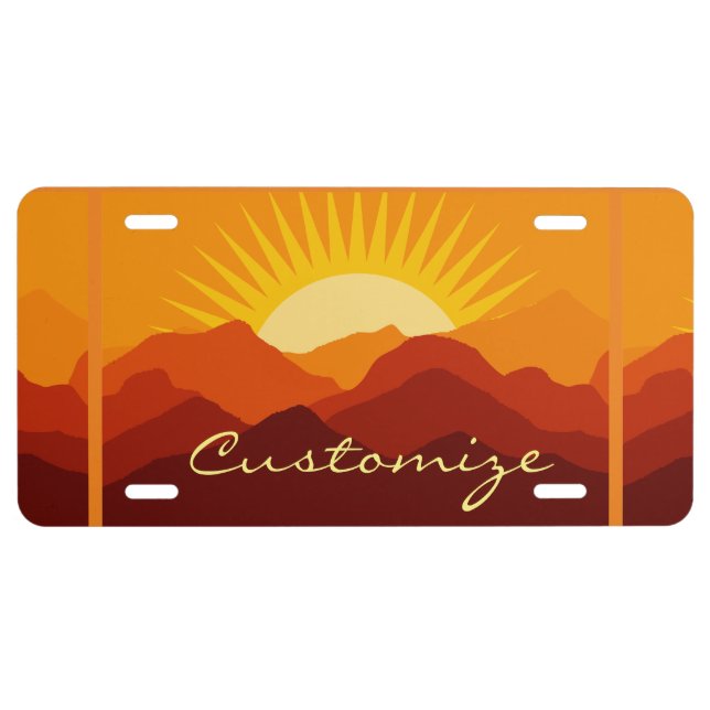 Desert Mountains Sunset Thunder_Cove License Plate (Front)