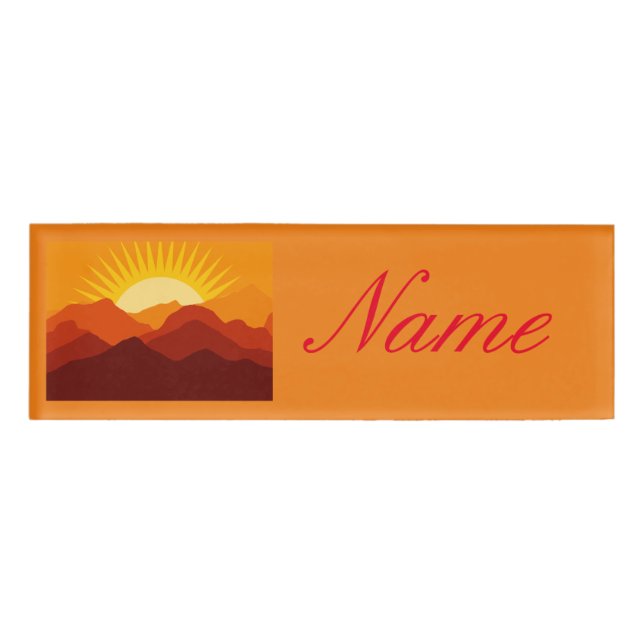 Desert Mountains Sunset Thunder_Cove Name Tag (Front)
