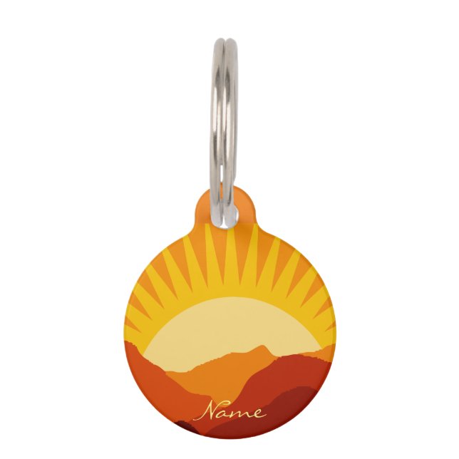 Desert Mountains Sunset Thunder_Cove Pet ID Tag (Back)