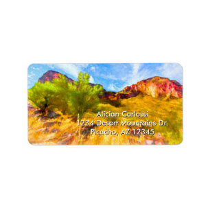 Desert Mountains Warm Colors Digital Painting Label