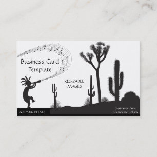 Desert Music Notes Kokopelli Logo Business Card