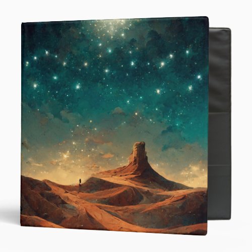 Desert Night Fantasy Landscape Sci_Fi 3 Ring Binder