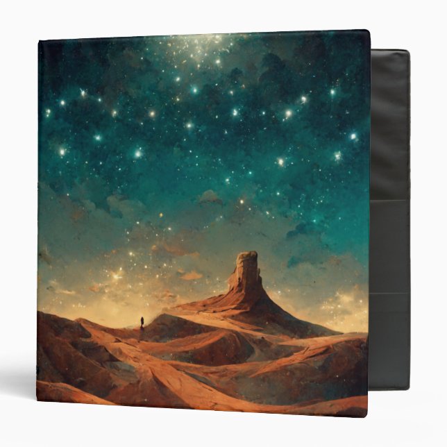 Desert Night Fantasy Landscape Sci-Fi 3 Ring Binder (Front/Inside)