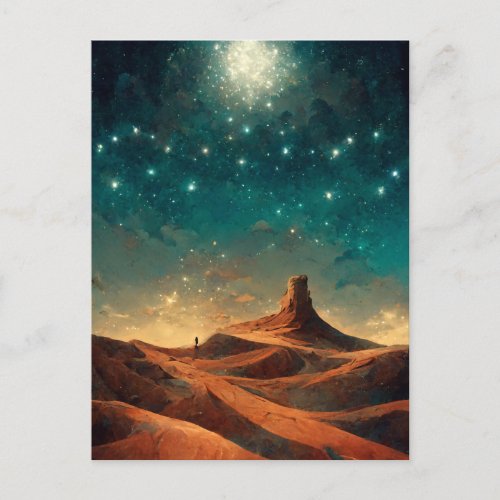Desert Night Fantasy Landscape Sci_Fi Postcard