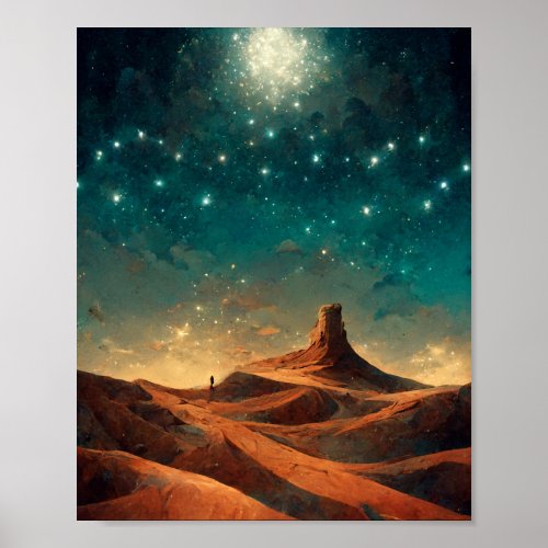 Desert Night Fantasy Landscape Sci_Fi Poster
