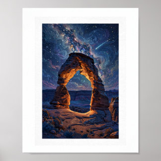 Desert Night Sky Over Delicate Arch Poster