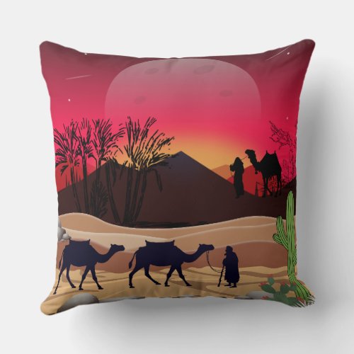 Desert night throw pillow