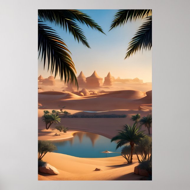 Desert oasis and Lake  Poster (Front)