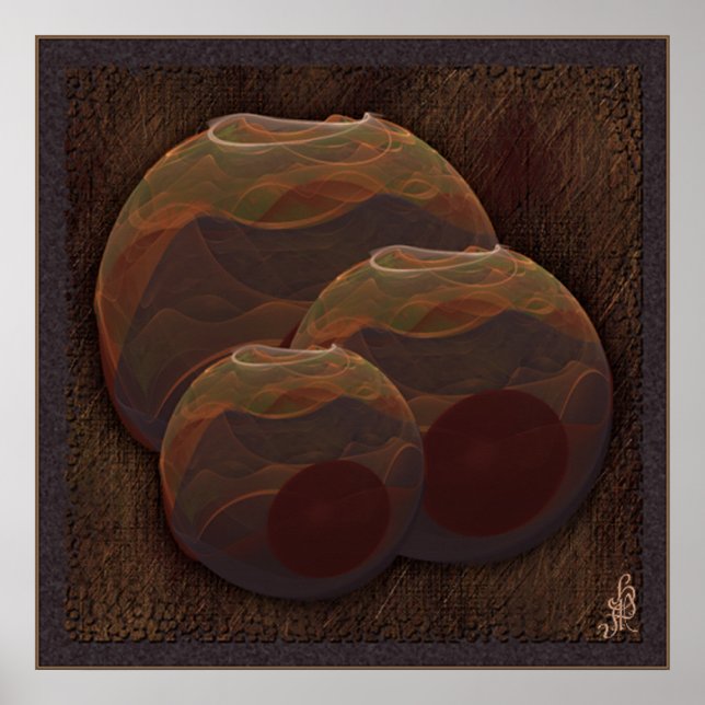Desert Oasis Fractal Pottery Abstract Art Poster (Front)