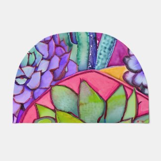 Desert Oasis Welcome Mat: Cactus Charm