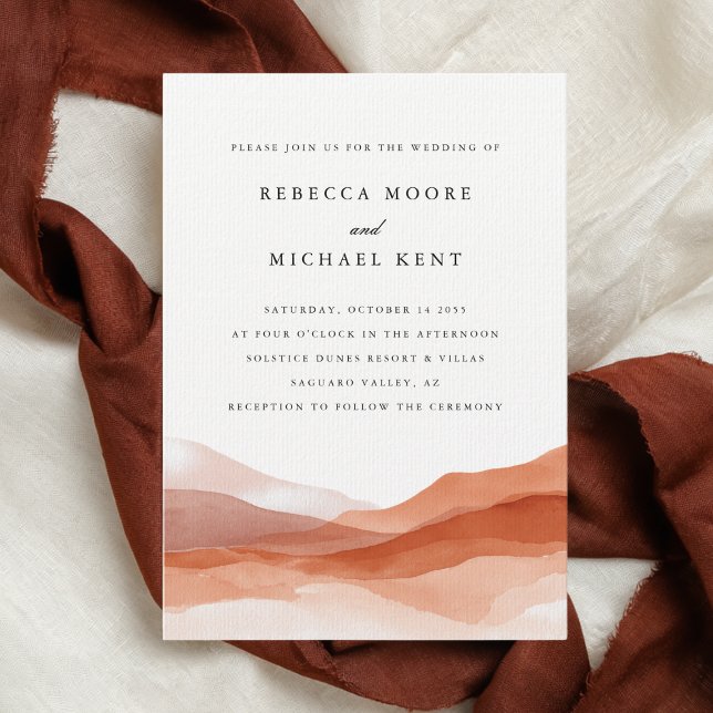 Desert Ombre Terracotta Rust Watercolor Wedding Invitation (Creator Uploaded)