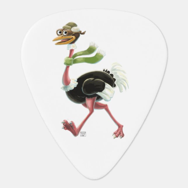 Desert Ostrich Runner Guitar Pick (Front)