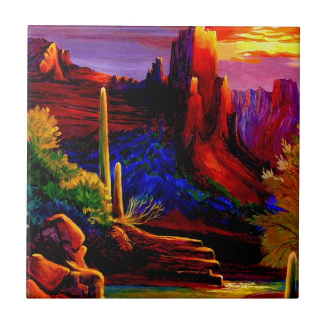 Desert Painted by Sunset Ceramic Tile (Front)