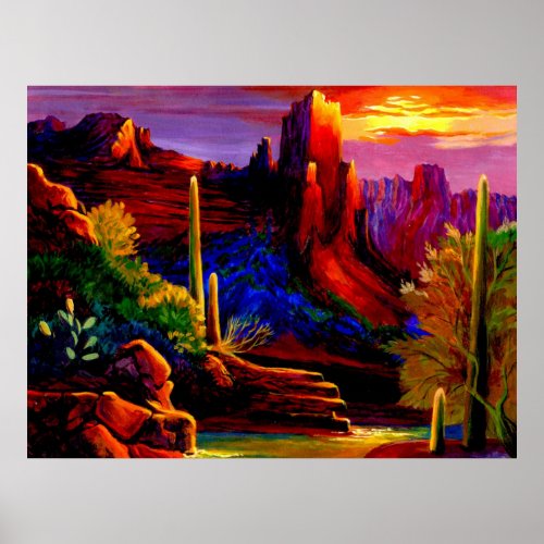 Desert Painted by Sunset Poster
