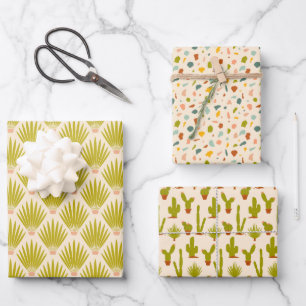 Desert Palm Botanicals, Cacti and Terrazzo - Cream Wrapping Paper Sheets