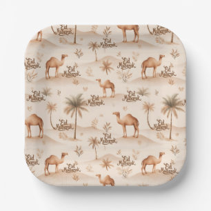 Desert Palms & Camels Paper Plates – Brown Theme