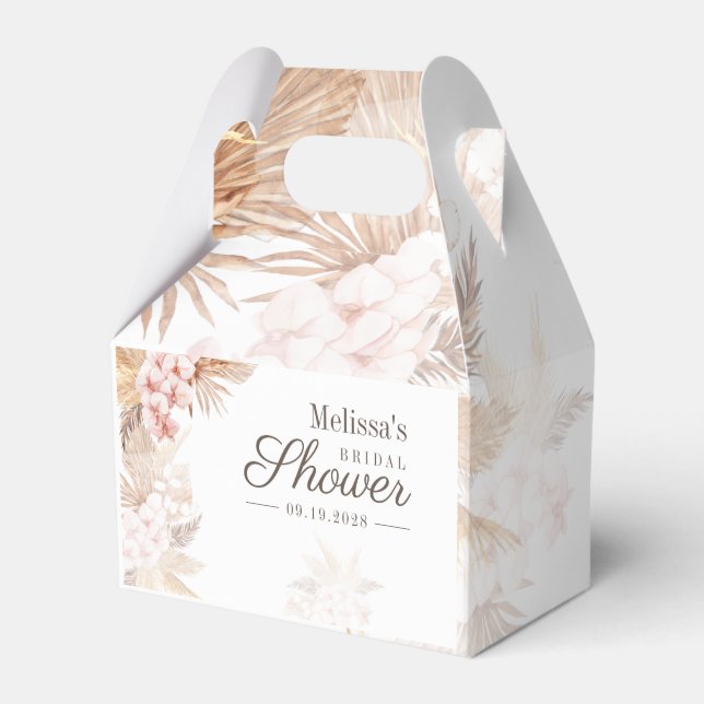Desert Palms Pampas Grass Boho Bridal Shower Favor Boxes (Front Side)