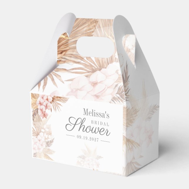Desert Pampas Grass Boho Bridal Shower Favor Boxes (Front Side)