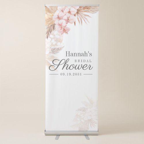 Desert Pampas Grass Boho Bridal Shower Retractable Banner