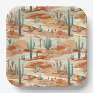 Desert Paper Plates, Cactus Party Supplies Plates