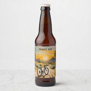Desert Rat Cycling Mountain Bike Sunset Custom Beer Bottle Label