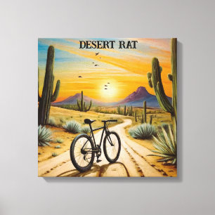 Desert Rat Cycling Mountain Bike Sunset Custom Canvas Print