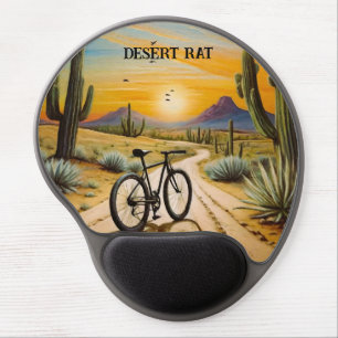 Desert Rat Cycling Mountain Bike Sunset Custom Gel Mouse Pad