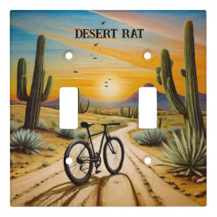 Desert Rat Cycling Mountain Bike Sunset Custom Light Switch Cover