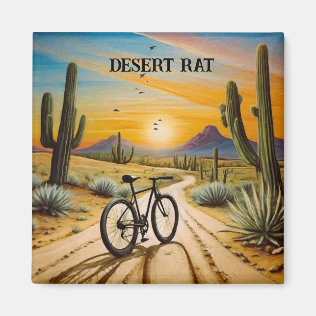 Desert Rat Cycling Mountain Bike Sunset Custom Magnet (Front)