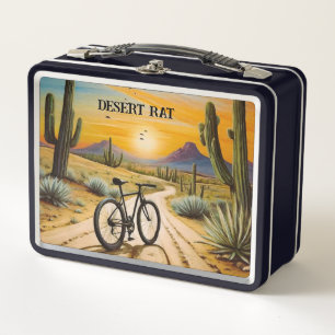 Desert Rat Cycling Mountain Bike Sunset Custom  Metal Lunch Box