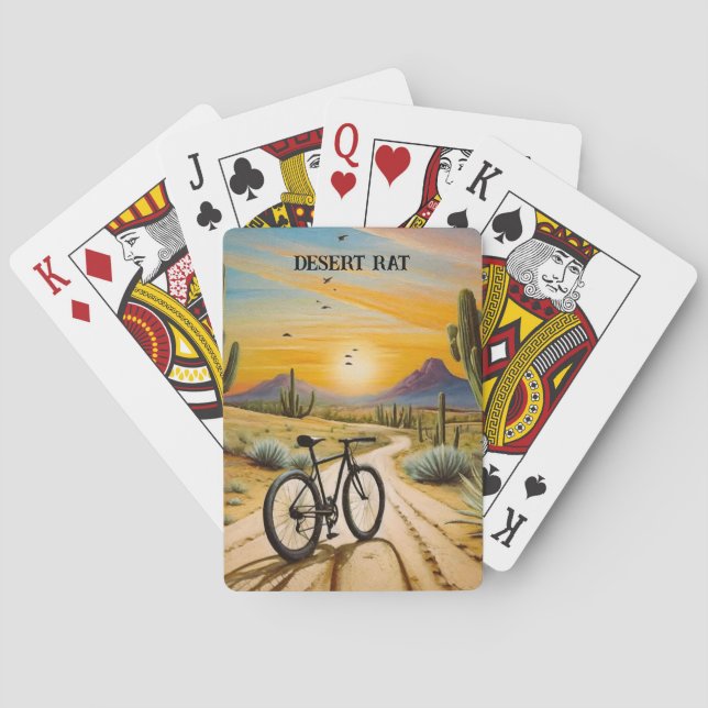 Desert Rat Cycling Mountain Bike Sunset Custom Poker Cards (Back)