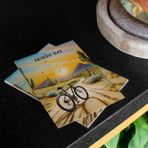 Desert Rat Cycling Mountain Bike Sunset Custom Postcard