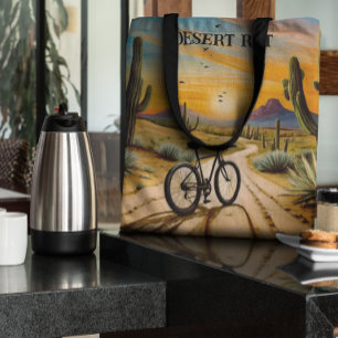 Desert Rat Cycling Mountain Bike Sunset Custom Tote Bag