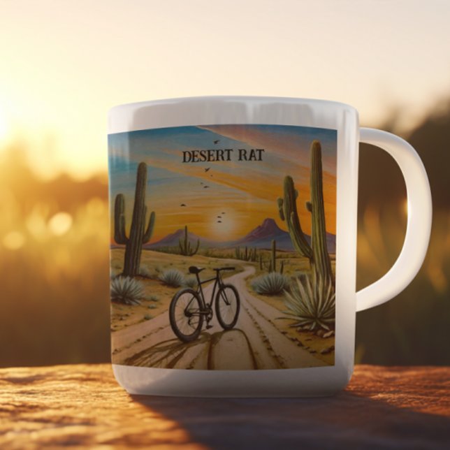 Desert Rat Cycling Mountain Bike Sunset Custom Two-Tone Coffee Mug (Creator Uploaded)