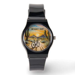 Desert Rat Cycling Mountain Bike Sunset Custom Watch