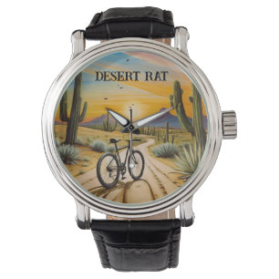 Desert Rat Cycling Mountain Bike Sunset Custom  Watch